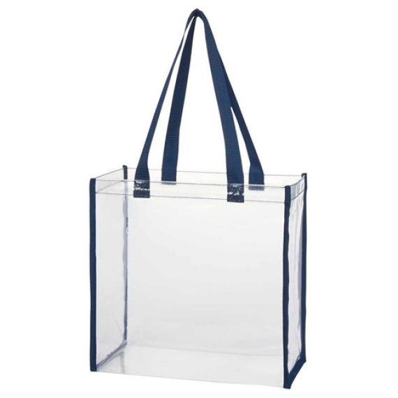 Clear PVC Tote Bag Navy Blue
